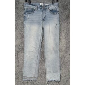 Kensie Jeans The Slim Light Wash Distressed Denim‎ Frayed Hem Size 6/28
